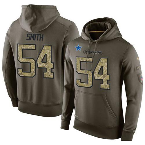 NFL Men's Nike Dallas Cowboys #54 Jaylon Smith Stitched Green Olive Salute To Service KO Performance Hoodie